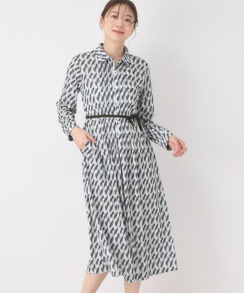 CORDIER / コルディア ロング・マキシ丈ワンピース | 【M～3Lサイズ】幾何プリントジャージワンピース（グレー(115)）
