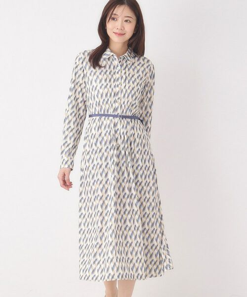 CORDIER / コルディア ロング・マキシ丈ワンピース | 【M～3Lサイズ】幾何プリントジャージワンピース（ライトベージュ(151)）