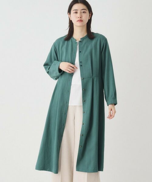 CORDIER / コルディア ロング・マキシ丈ワンピース | 【一枚着も羽織もお任せ】ツイルシャツワンピース（グリーン(023)）