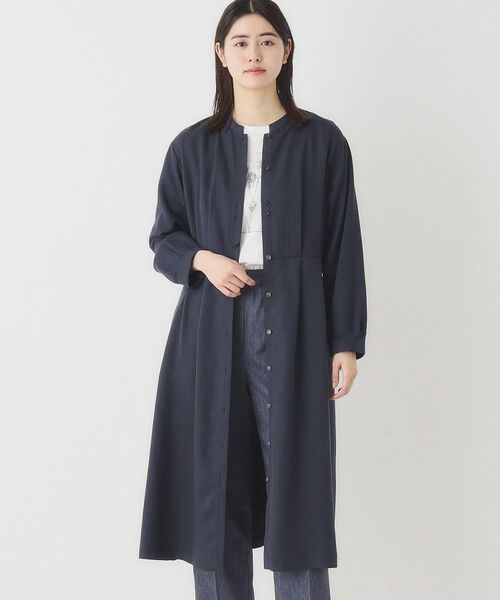 CORDIER / コルディア ロング・マキシ丈ワンピース | 【一枚着も羽織もお任せ】ツイルシャツワンピース（ネイビー(094)）
