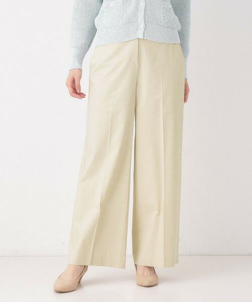 CORDIER / コルディア パンツ | 【S～2Lサイズ／ストレッチ】リネン混すらりパンツ（グレージュ(050)）