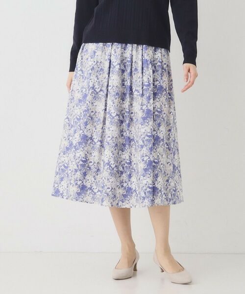 CORDIER / コルディア スカート | 【洗える】フラワーモチーフプリントギャザーフレアスカート（ラベンダー(180)）