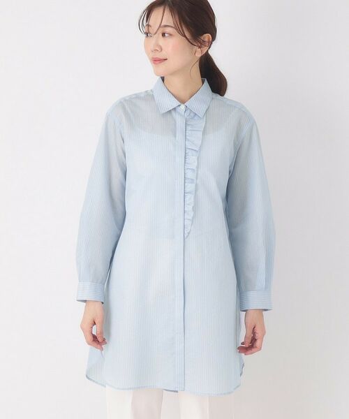 CORDIER / コルディア シャツ・ブラウス | 【M~3Lサイズ】エアリーストライプチュニックブラウス | 詳細1