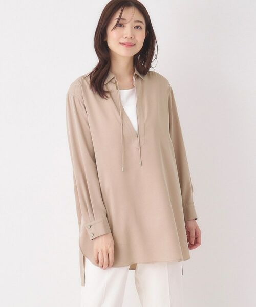 CORDIER / コルディア シャツ・ブラウス | 【M～4Lサイズ】サンドウォッシュチュニックブラウス（ピンク(072)）