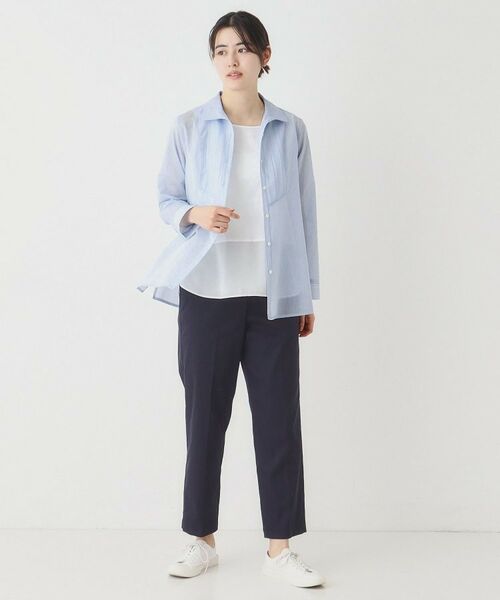 CORDIER / コルディア シャツ・ブラウス | 華やぐ艶感 エアリーストライプシャツ | 詳細13