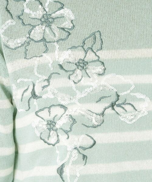 CORDIER / コルディア ニット・セーター | 【洗える／麻混】ボーダー柄スパンコール刺繍プルオーバーニット | 詳細10