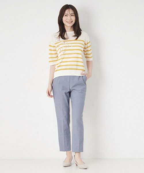 CORDIER / コルディア ニット・セーター | 【洗える／麻混】ボーダー柄スパンコール刺繍プルオーバーニット | 詳細12