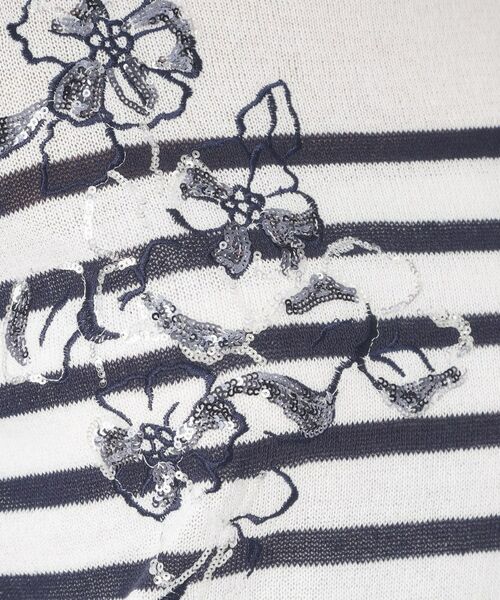CORDIER / コルディア ニット・セーター | 【洗える／麻混】ボーダー柄スパンコール刺繍プルオーバーニット | 詳細18