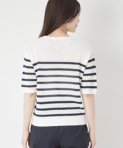 CORDIER / コルディア ニット・セーター | 【洗える／麻混】ボーダー柄スパンコール刺繍プルオーバーニット | 詳細3