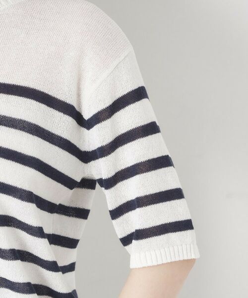 CORDIER / コルディア ニット・セーター | 【洗える／麻混】ボーダー柄スパンコール刺繍プルオーバーニット | 詳細5