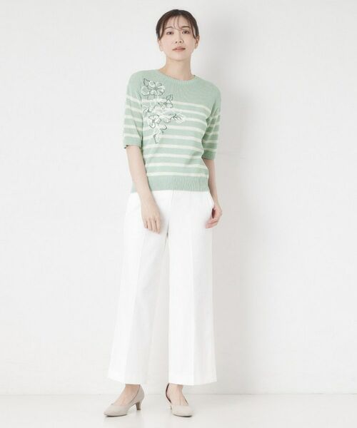 CORDIER / コルディア ニット・セーター | 【洗える／麻混】ボーダー柄スパンコール刺繍プルオーバーニット | 詳細8