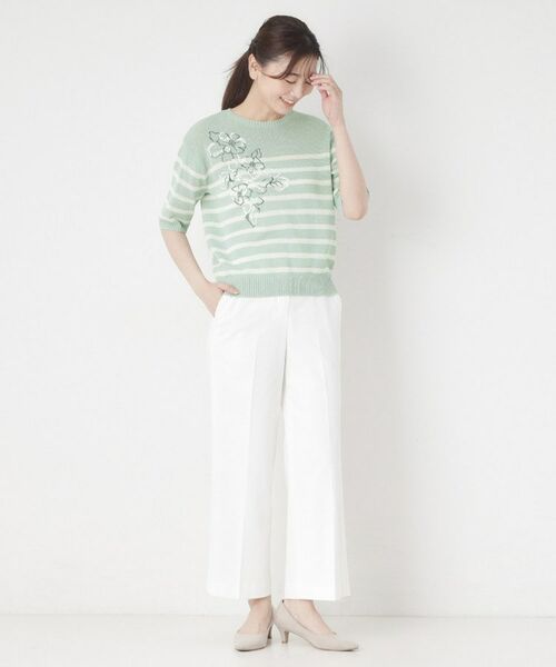 CORDIER / コルディア ニット・セーター | 【洗える／麻混】ボーダー柄スパンコール刺繍プルオーバーニット | 詳細9