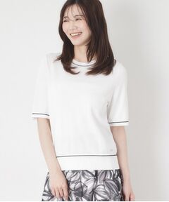 CORDIER / コルディア ニット・セーター | 【M～4Lサイズ／アンサンブル／洗える】配色ラインデザインプルオーバーニット