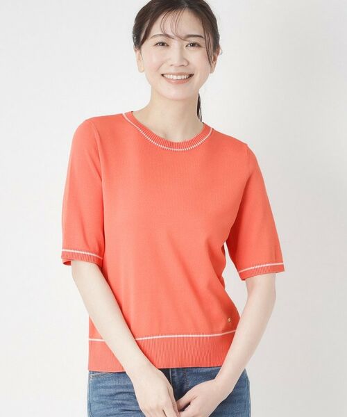 CORDIER / コルディア ニット・セーター | 【M～4Lサイズ／アンサンブル／洗える】配色ラインデザインプルオーバーニット | 詳細11