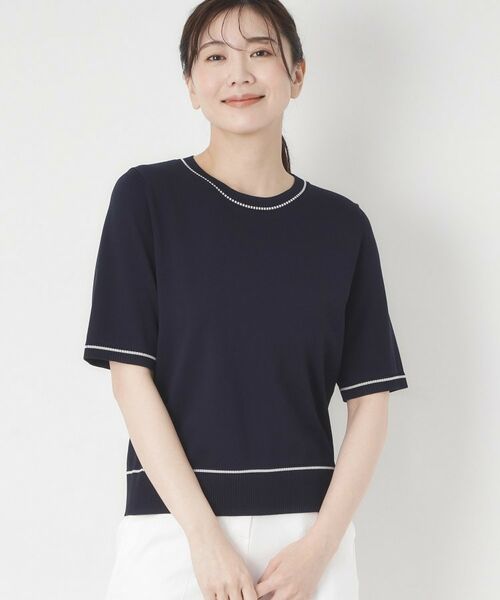 CORDIER / コルディア ニット・セーター | 【M～4Lサイズ／アンサンブル／洗える】配色ラインデザインプルオーバーニット | 詳細19