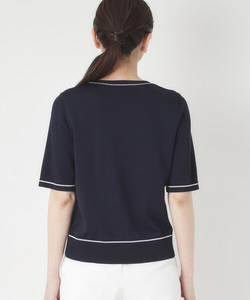 CORDIER / コルディア ニット・セーター | 【M～4Lサイズ／アンサンブル／洗える】配色ラインデザインプルオーバーニット | 詳細3