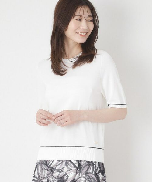 CORDIER / コルディア ニット・セーター | 【M～4Lサイズ／アンサンブル／洗える】配色ラインデザインプルオーバーニット | 詳細7