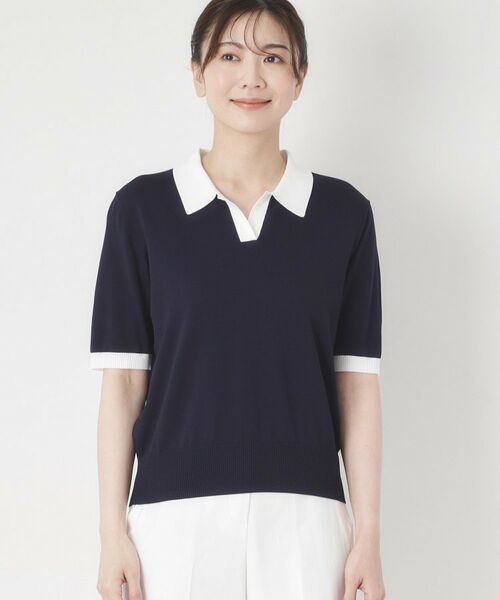 CORDIER / コルディア ニット・セーター | 【M～4Lサイズ／洗える】ポロニットプルオーバーニット | 詳細1
