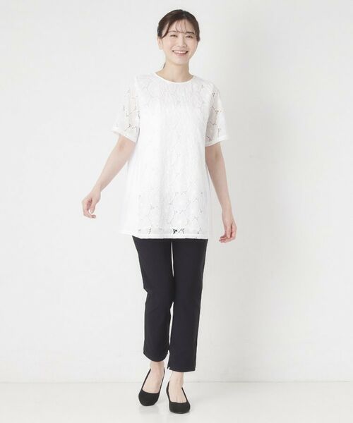 CORDIER / コルディア カットソー | 【M～4Lサイズ／洗える】華やかレースチュニックプルオーバージャージ | 詳細10