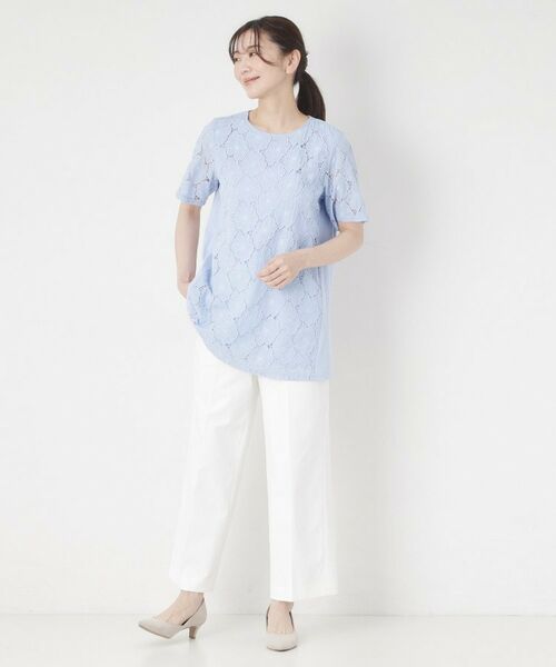 CORDIER / コルディア カットソー | 【M～4Lサイズ／洗える】華やかレースチュニックプルオーバージャージ | 詳細13