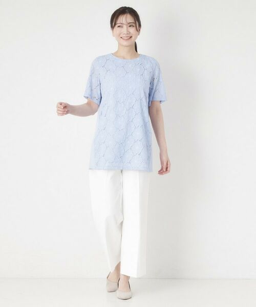 CORDIER / コルディア カットソー | 【M～4Lサイズ／洗える】華やかレースチュニックプルオーバージャージ | 詳細14