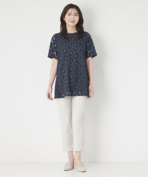 CORDIER / コルディア カットソー | 【M～4Lサイズ／洗える】華やかレースチュニックプルオーバージャージ | 詳細17