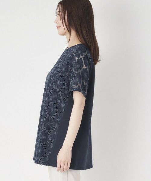 CORDIER / コルディア カットソー | 【M～4Lサイズ／洗える】華やかレースチュニックプルオーバージャージ | 詳細2