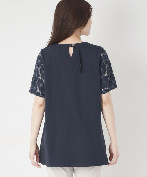 CORDIER / コルディア カットソー | 【M～4Lサイズ／洗える】華やかレースチュニックプルオーバージャージ | 詳細3