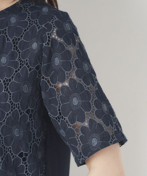 CORDIER / コルディア カットソー | 【M～4Lサイズ／洗える】華やかレースチュニックプルオーバージャージ | 詳細6