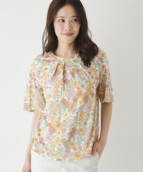 CORDIER / コルディア カットソー | 【リバティプリント／M～4Lサイズ】クララ プルオーバージャージ（オレンジ(167)）