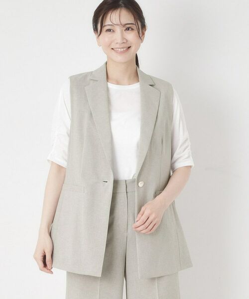 CORDIER / コルディア ベスト | 【セットアップ/接触冷感/ドライタッチ】ジャケット衿ベスト（ライトグレー(011)）