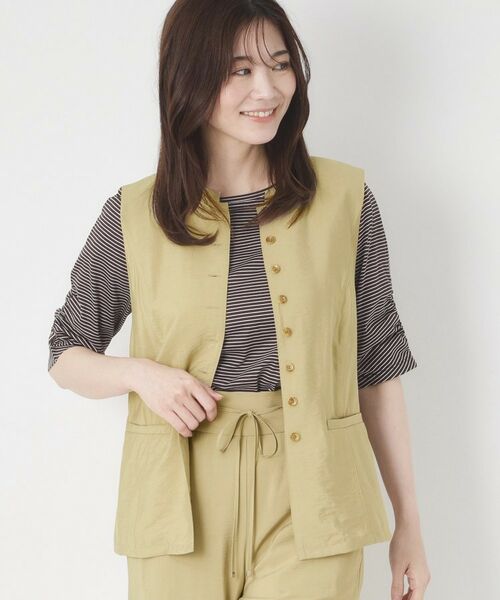 CORDIER / コルディア ベスト | 【M～3Lサイズ／セットアップ／洗える／接触冷感】グレースポプリン ジレ（カーキ(027)）