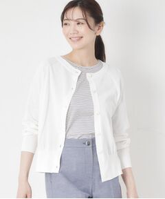 CORDIER / コルディア カーディガン・ボレロ | 【M～4Lサイズ／洗える】シアー丸首カーディガン