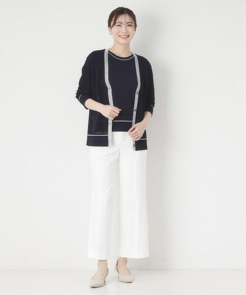 CORDIER / コルディア カーディガン・ボレロ | 【M～4Lサイズ／アンサンブル／洗える】配色ラインデザインメッシュカーディガンニット | 詳細16