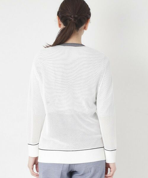 CORDIER / コルディア カーディガン・ボレロ | 【M～4Lサイズ／アンサンブル／洗える】配色ラインデザインメッシュカーディガンニット | 詳細3