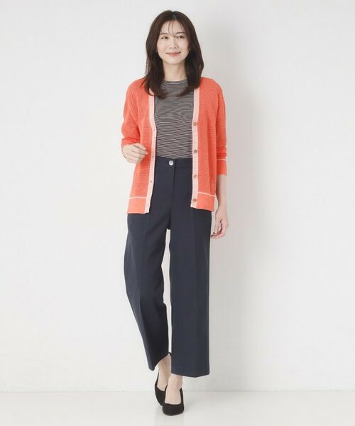 CORDIER / コルディア カーディガン・ボレロ | 【M～4Lサイズ／アンサンブル／洗える】配色ラインデザインメッシュカーディガンニット | 詳細8