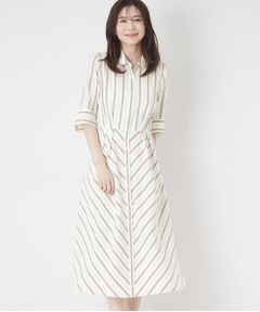 CORDIER / コルディア ロング・マキシ丈ワンピース | 【洗える／麻混】グレースナリヤボーダーワンピース