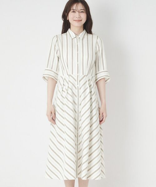 CORDIER / コルディア ロング・マキシ丈ワンピース | 【洗える／麻混】グレースナリヤボーダーワンピース | 詳細1