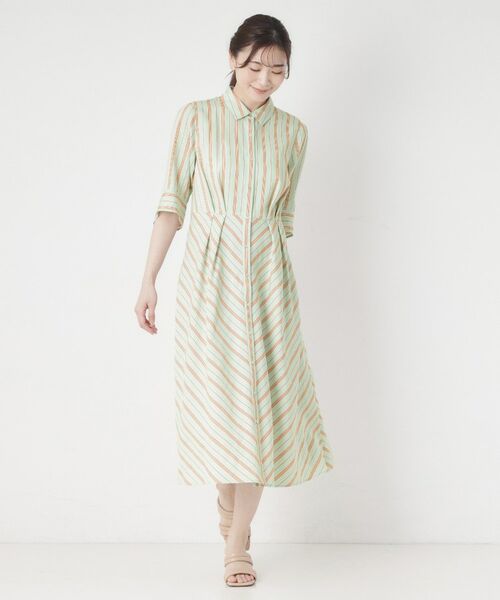 CORDIER / コルディア ロング・マキシ丈ワンピース | 【洗える／麻混】グレースナリヤボーダーワンピース | 詳細9