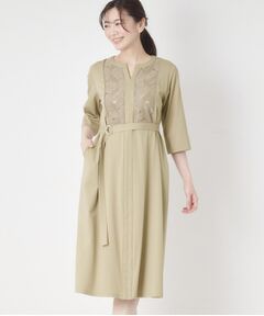 CORDIER / コルディア ミニ丈・ひざ丈ワンピース | 【接触冷感／夏のハレ服／M～3Lサイズ/洗える】華やかレースジャージワンピース