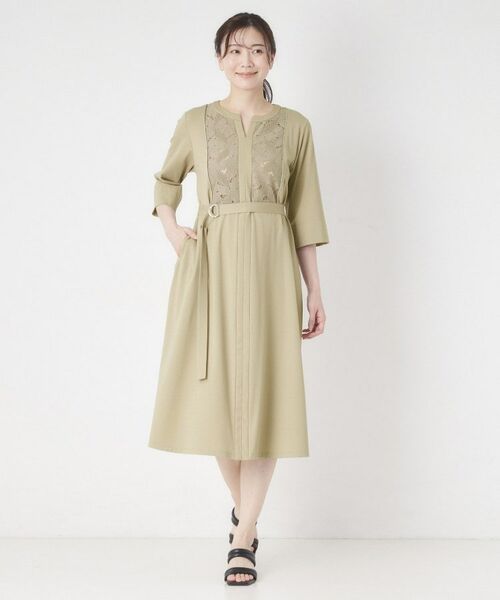 CORDIER / コルディア ミニ丈・ひざ丈ワンピース | 【接触冷感／夏のハレ服／M～3Lサイズ/洗える】華やかレースジャージワンピース | 詳細12