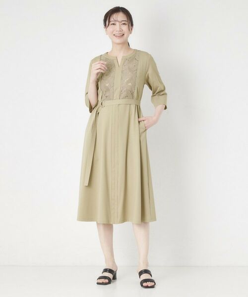 CORDIER / コルディア ミニ丈・ひざ丈ワンピース | 【接触冷感／夏のハレ服／M～3Lサイズ/洗える】華やかレースジャージワンピース | 詳細13