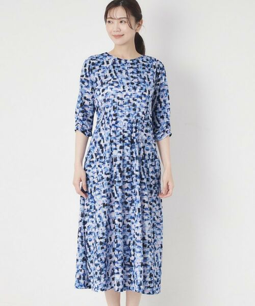 CORDIER / コルディア ミニ丈・ひざ丈ワンピース | 【洗える／ドライタッチ】アクアレールプリントジャージワンピース | 詳細1