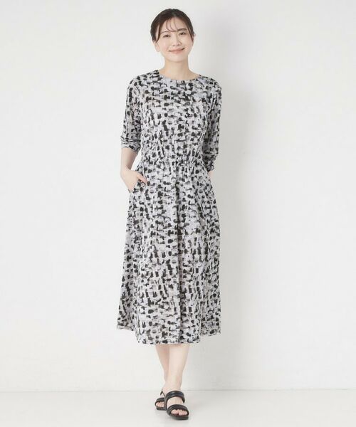 CORDIER / コルディア ミニ丈・ひざ丈ワンピース | 【洗える／ドライタッチ】アクアレールプリントジャージワンピース | 詳細10