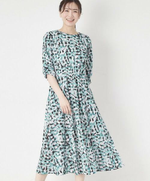 CORDIER / コルディア ミニ丈・ひざ丈ワンピース | 【洗える／ドライタッチ】アクアレールプリントジャージワンピース | 詳細13