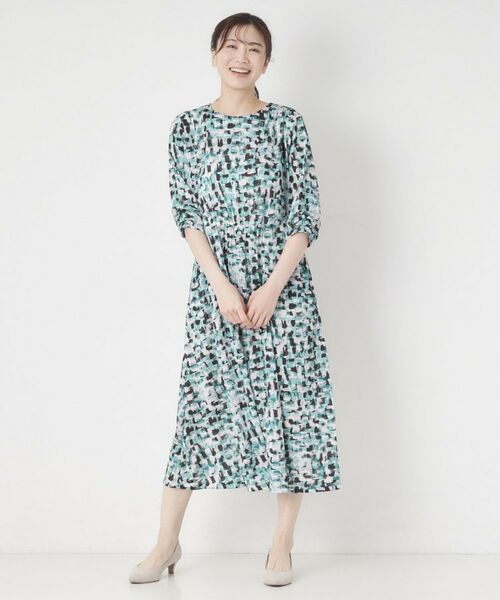 CORDIER / コルディア ミニ丈・ひざ丈ワンピース | 【洗える／ドライタッチ】アクアレールプリントジャージワンピース | 詳細14