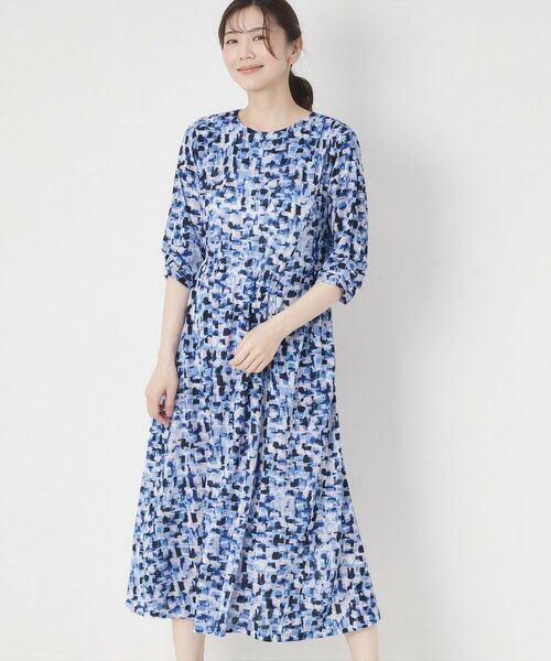 CORDIER / コルディア ミニ丈・ひざ丈ワンピース | 【洗える／ドライタッチ】アクアレールプリントジャージワンピース | 詳細18