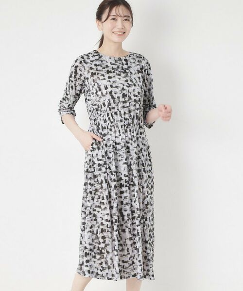 CORDIER / コルディア ミニ丈・ひざ丈ワンピース | 【洗える／ドライタッチ】アクアレールプリントジャージワンピース | 詳細9