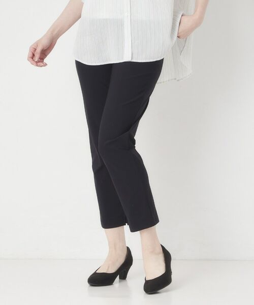 CORDIER / コルディア ショート・ハーフ・半端丈パンツ | 【S~4Lサイズ/接触冷感/ストレッチ/洗える】スリットデザインレギンスパンツ(ブラック(019))