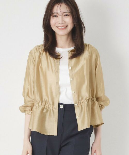 CORDIER / コルディア シャツ・ブラウス | 【M～3Lサイズ/洗える】艶シアー羽織ブラウス（ベージュ(052)）